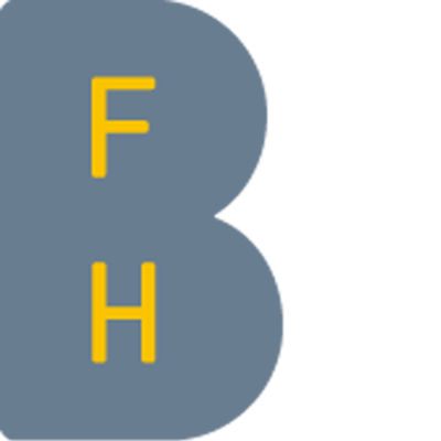 Grafik mit den Buchstaben „B“, „F“ und „H“ in gelber Schrift auf grauem Hintergrund. Die Buchstaben sind kreativ angeordnet und teilweise überlappen sich.