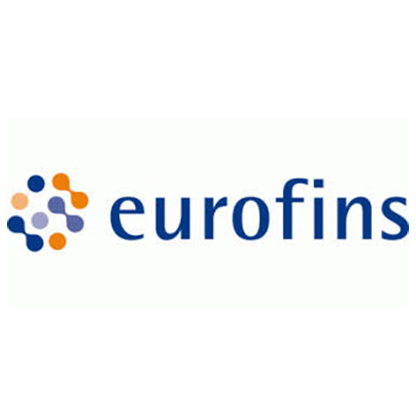 Logo der Firma Eurofins, das aus mehreren bunten Punkten und dem Text "eurofins" in blauer Schrift besteht. Die Punkte sind in verschiedenen Farben angeordnet und erinnern an Moleküle oder Zellen.