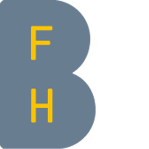 Grafik mit den Buchstaben „B“, „F“ und „H“ in gelber Schrift auf grauem Hintergrund. Die Buchstaben sind kreativ angeordnet und teilweise überlappen sich.